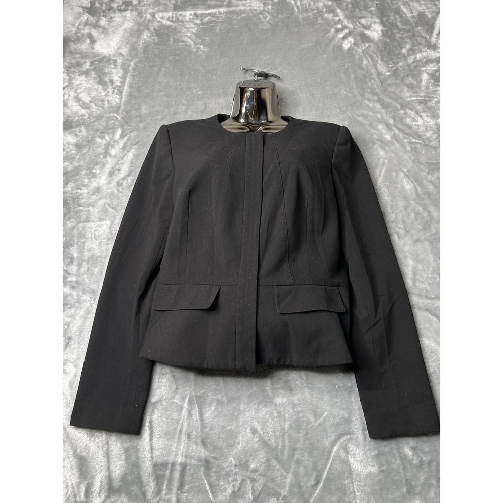 Karl Lagerfeld Blazer Women Size 6 Button Up Formal Career Collarless